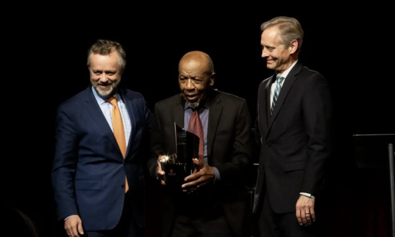 image shows Perkins receiving his Colson award