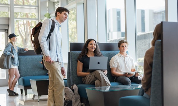image shows students talking