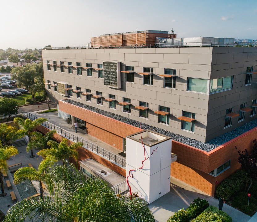 aerial view of a modern building