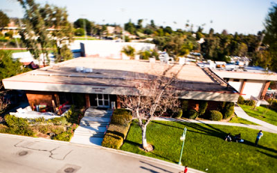 aerial view of student union building