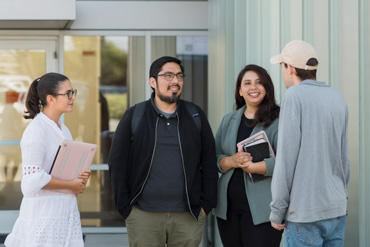 Students talking outside of Talbot East