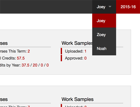 Screenshot: dashboard