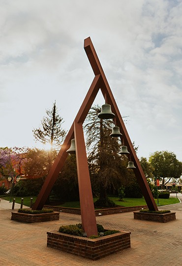 The Bell Tower while the sun is setting.