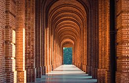 Hall of arches in Cambridge