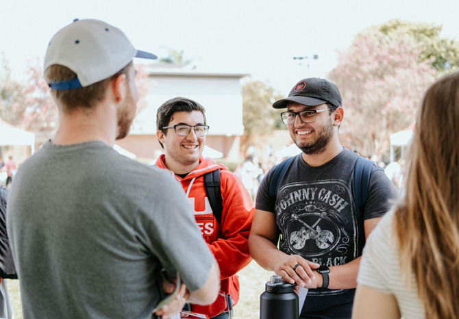 Students speaking to church leaders