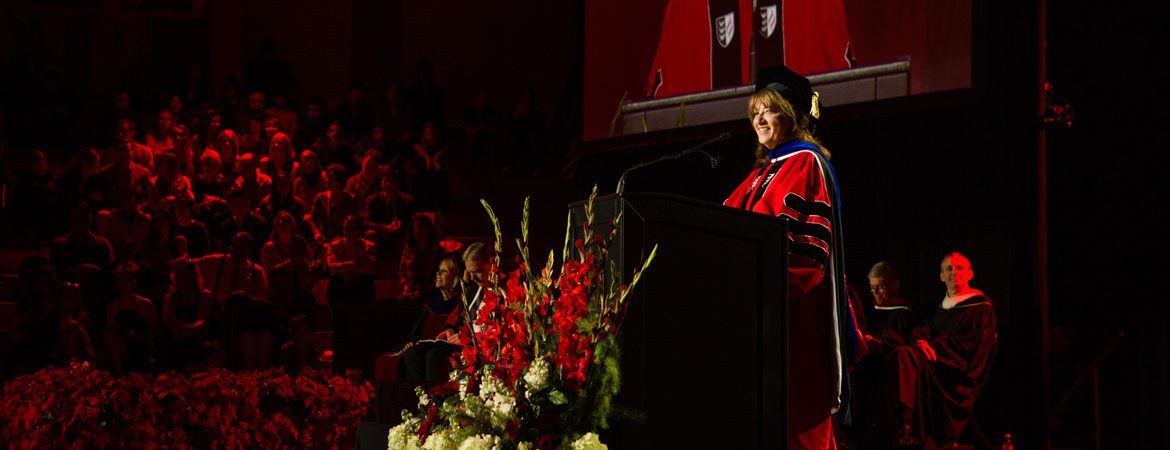 Dr. Deborah Taylor speaking at Commencement
