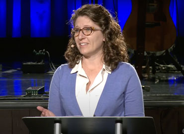 Lisa Igram speaking at chapel