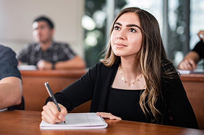 Female student in class