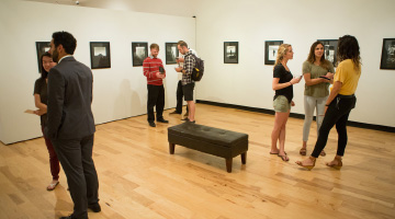 An art exhibit inside the Earl and Virginia Green Art Gallery at Biola University.