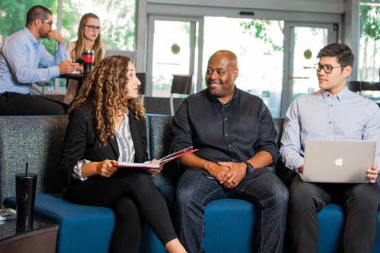 a group of students talking