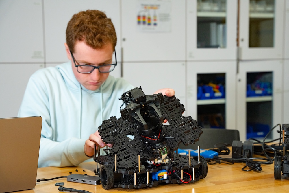 A student working on an engineering project