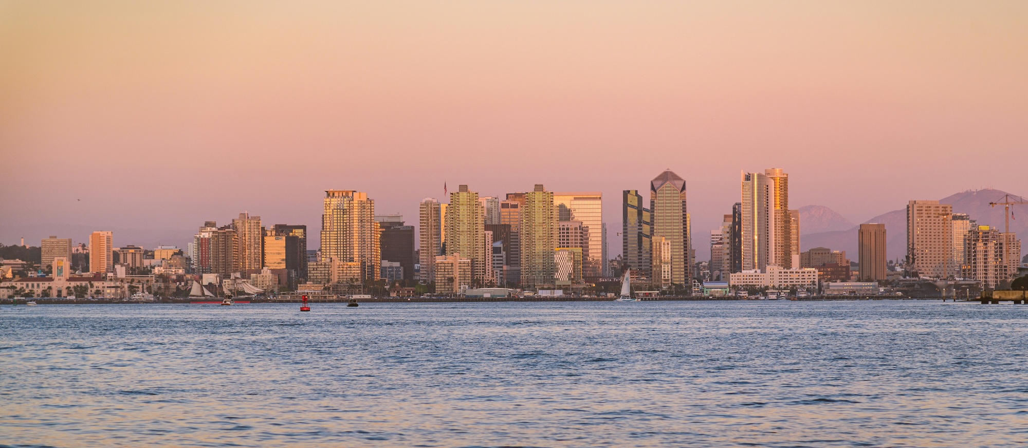 Downtown San Diego skyline viewed from San Diego Bay.