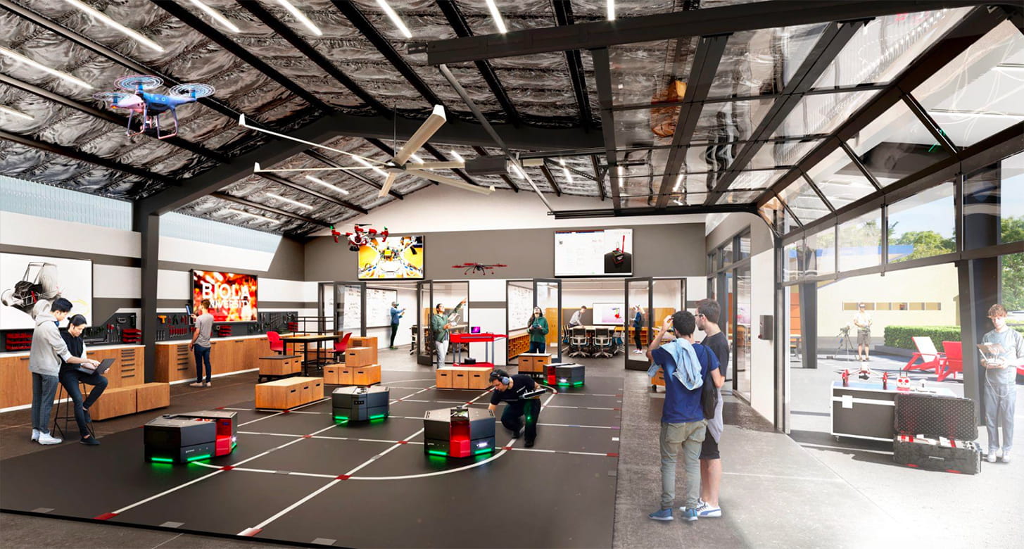 rendering of a high-tech garage