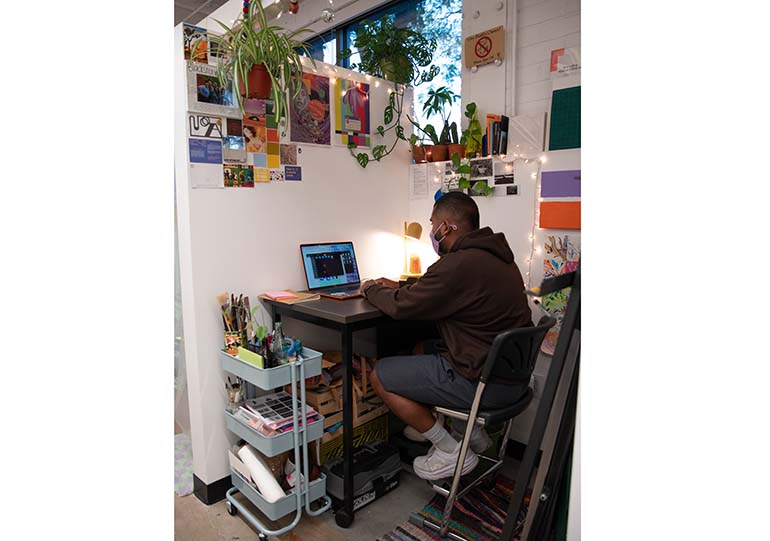 student in studio space