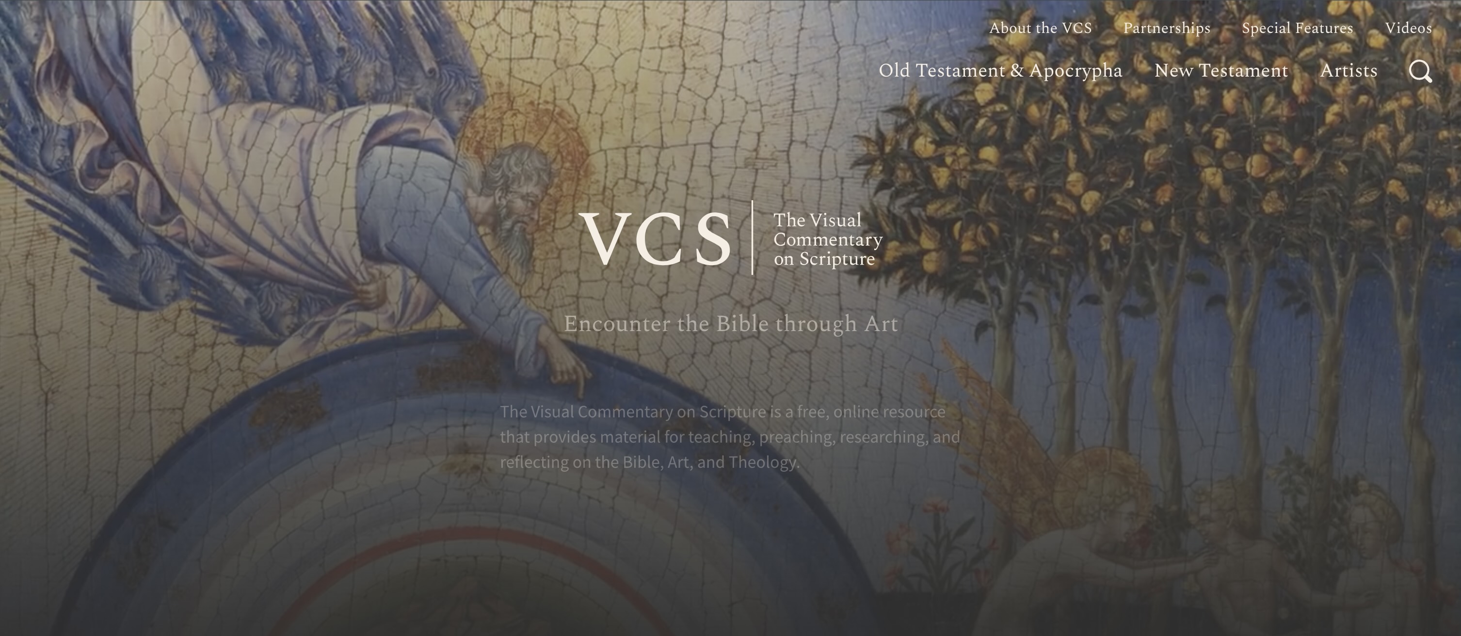 A screenshot of the VCS Homepage