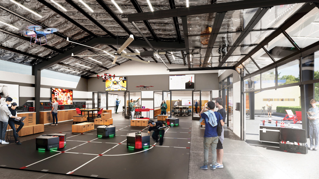 image shows interior of the robotics hangar