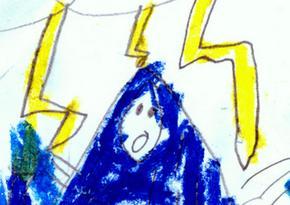 Elijah's drawing of lightning near Mary's head