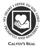 Calvin's seal that reads "My heart I offer to you Lord, Promptly and sincerely"