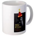 Coffee Cup with John Calvin wearing a party hat printed on it