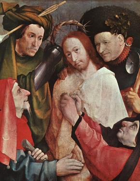 Group of men mocking Jesus