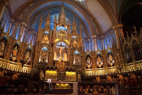 Inside of an elaborate cathedral