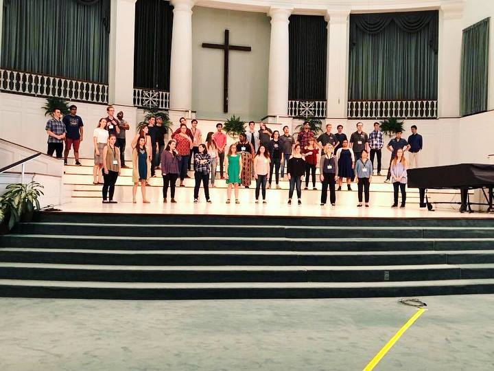 Chorale rehearses in their performance space at the NCCO Conference in Baton Rouge, Louisiana