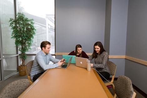 Students working in the Library