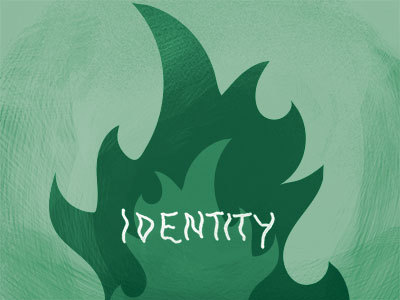 Artwork of the word "identity" engulfed in flames