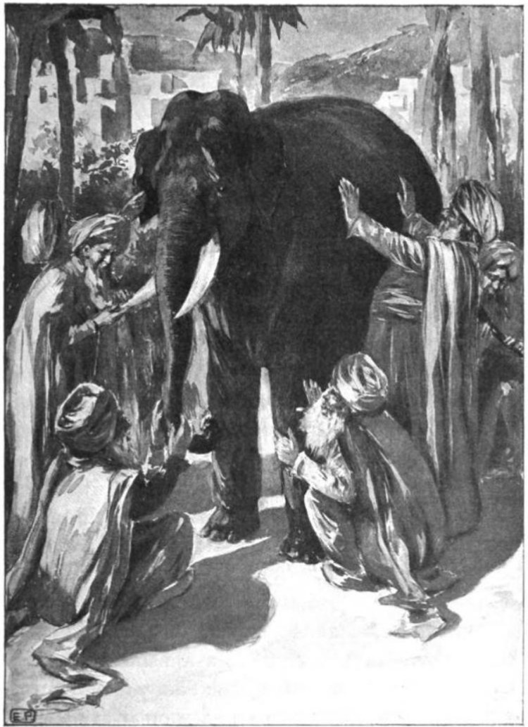 Four blind men touching an elephant