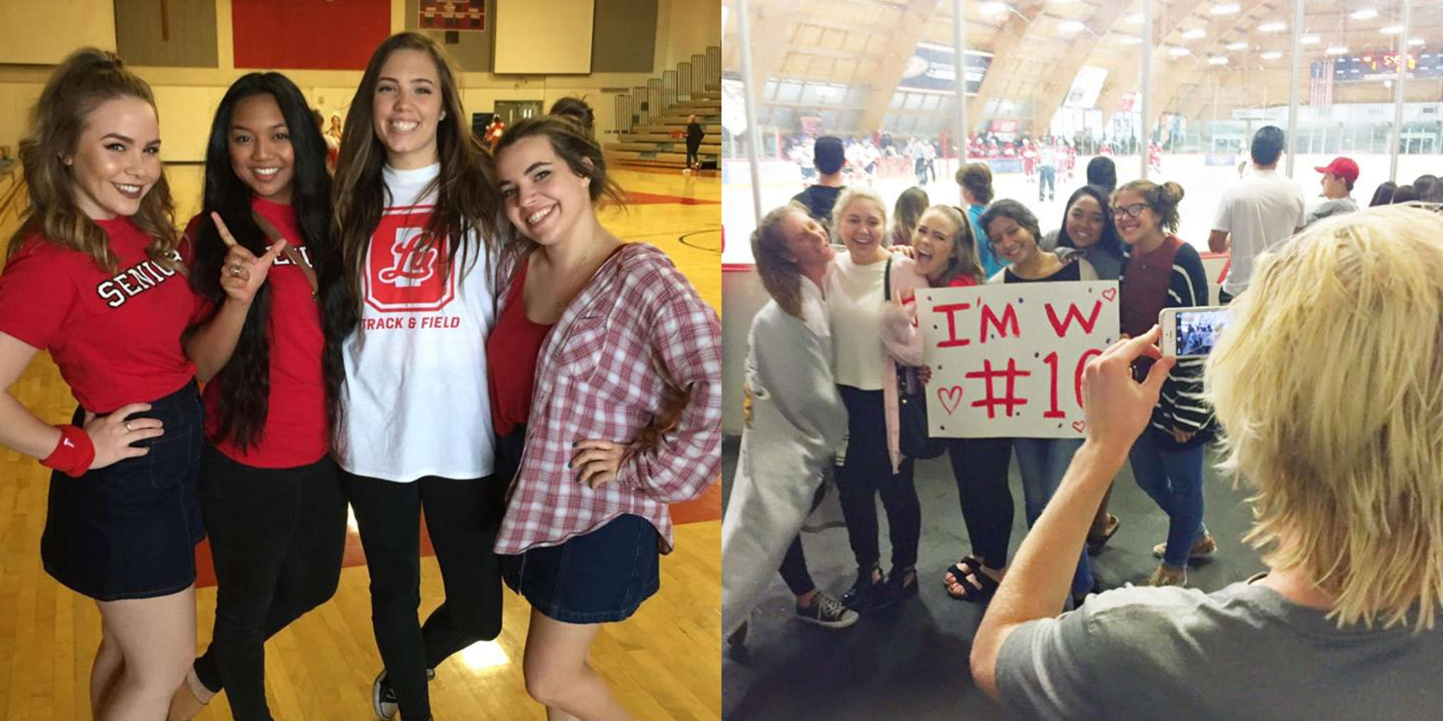 Photo collage of Aubrey and friends at some High School sports games