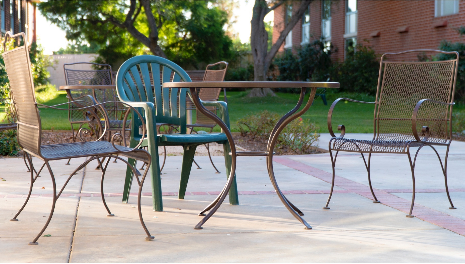 chairs and table on a patio