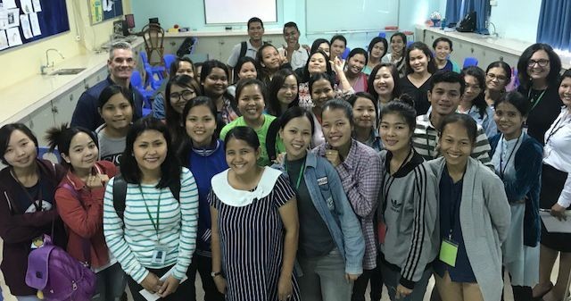 Students in Cambodia with School of Education professors