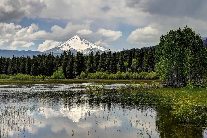 Mountain with waterfront landscape photo