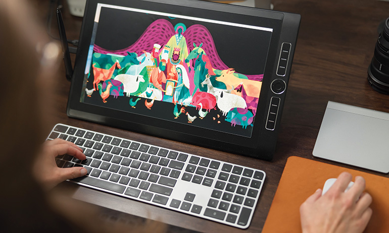 laptop with sample work