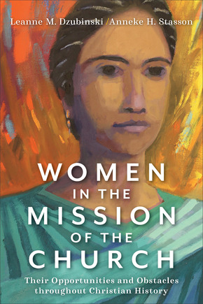 Image shows the cover image of the book, Women in the Mission of the Church, which has a woman wearing a green garment with an orange background.