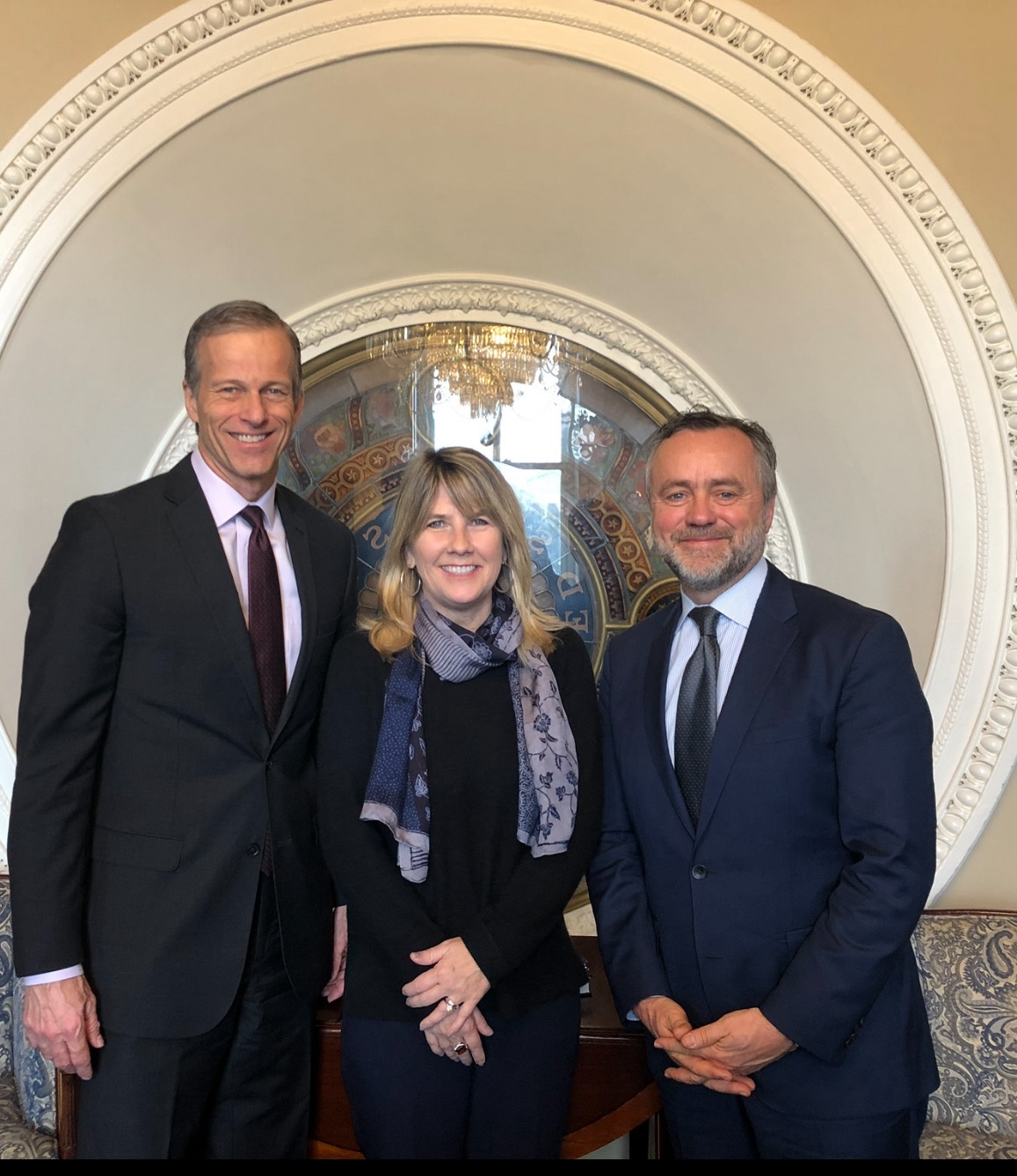 Image shows John Thune, Paula Corey and Dr. Barry H. Corey