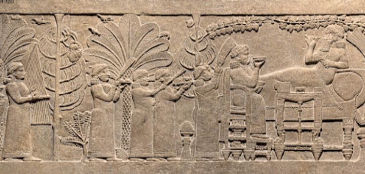 Wikimedia Commons—Assyrian Relief of the Banquet of Ashurbanipal from Nineveh, British Museum