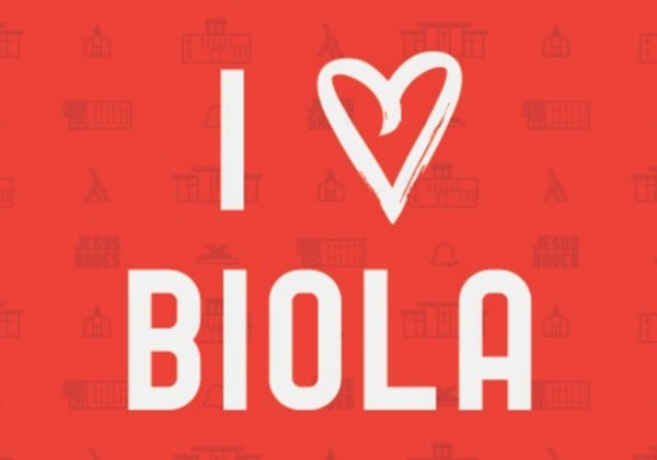 I Heart Biola in white on red background