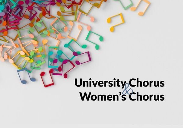 Multi-colored music notes coming down from the top