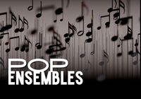 Music notes raining down on a dark background