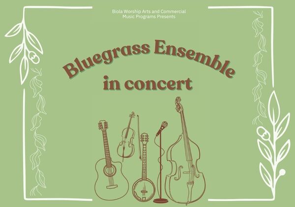 Bluegrass instruments on a green background