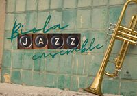 Trumpet setting on distressed green tile