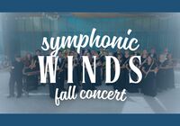 Faded photo of Symphonic Winds with superimposed text