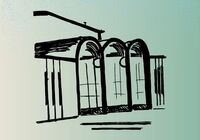 Pencil sketch of Crowell Music Bldg