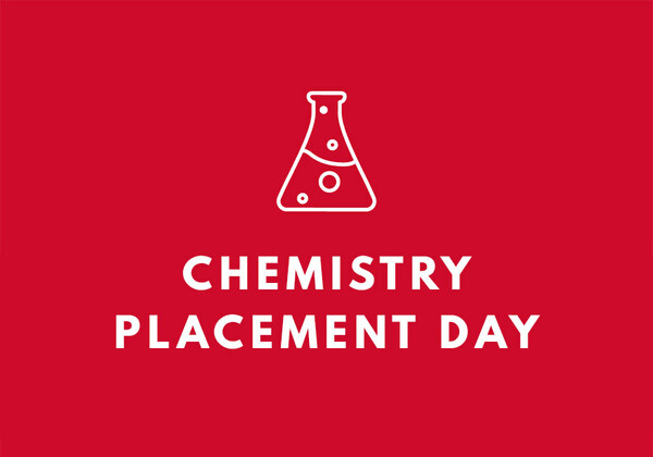 picture of chemistry beaker with the text 'Chemistry Placement Day' on the image