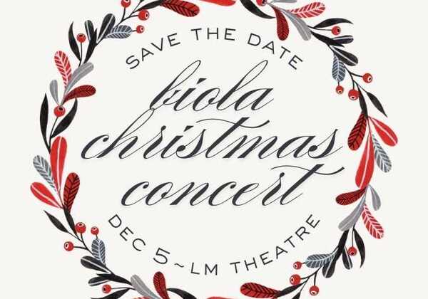 Red and black wreath around "save the date"