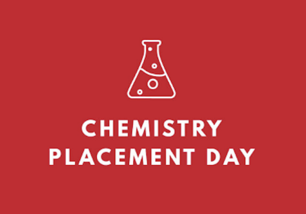 picture of chemistry beaker with the text 'Chemistry Placement Day' on the image