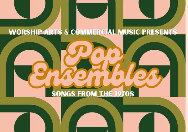 Pop Ensembles in a 1970s font and style