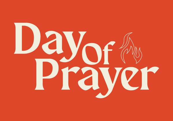 Day of Prayer in white text with red background