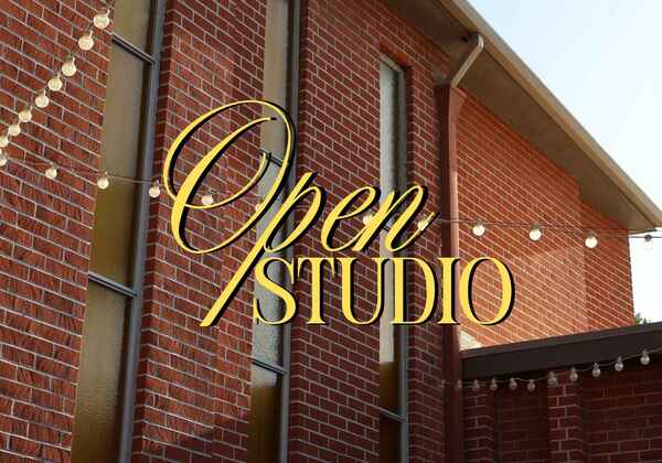 Crowell Hall behind "open studio"
